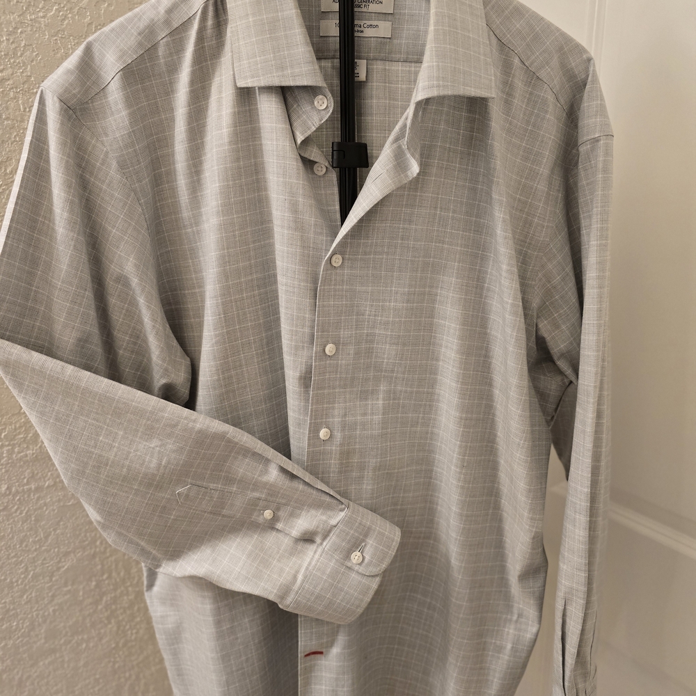 Daniel Cremieux Gray Windowpane Dress Shirt